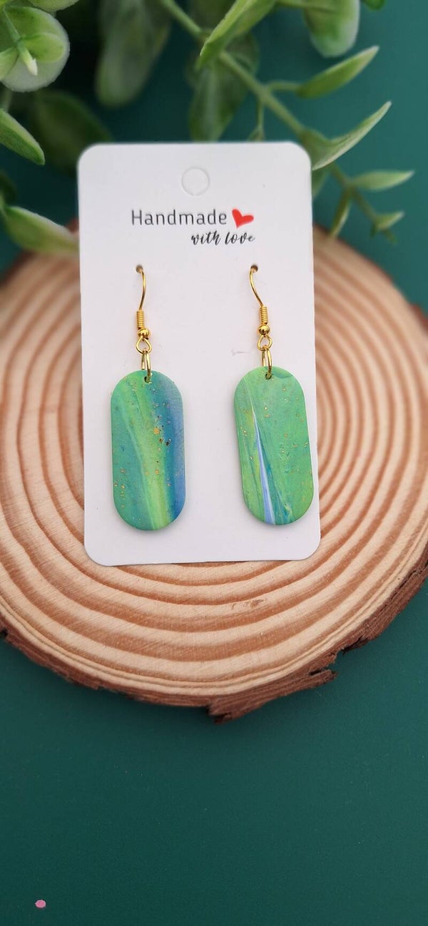 Handgemaakte langwerpige oorbellen Emma multicolor 007.4