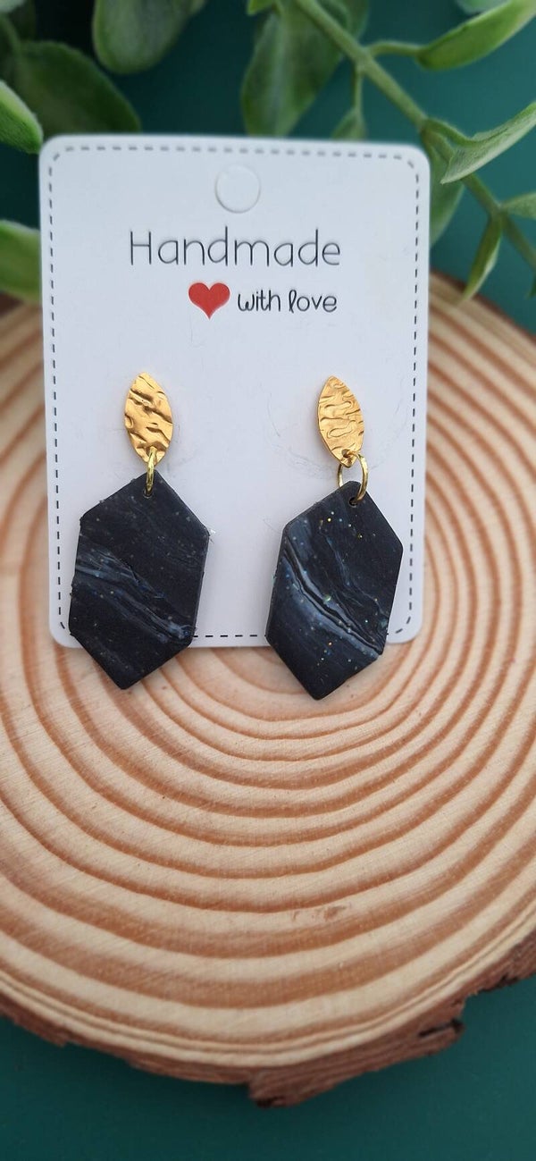 Handgemaakte oorbellen Noé zwart/grijs