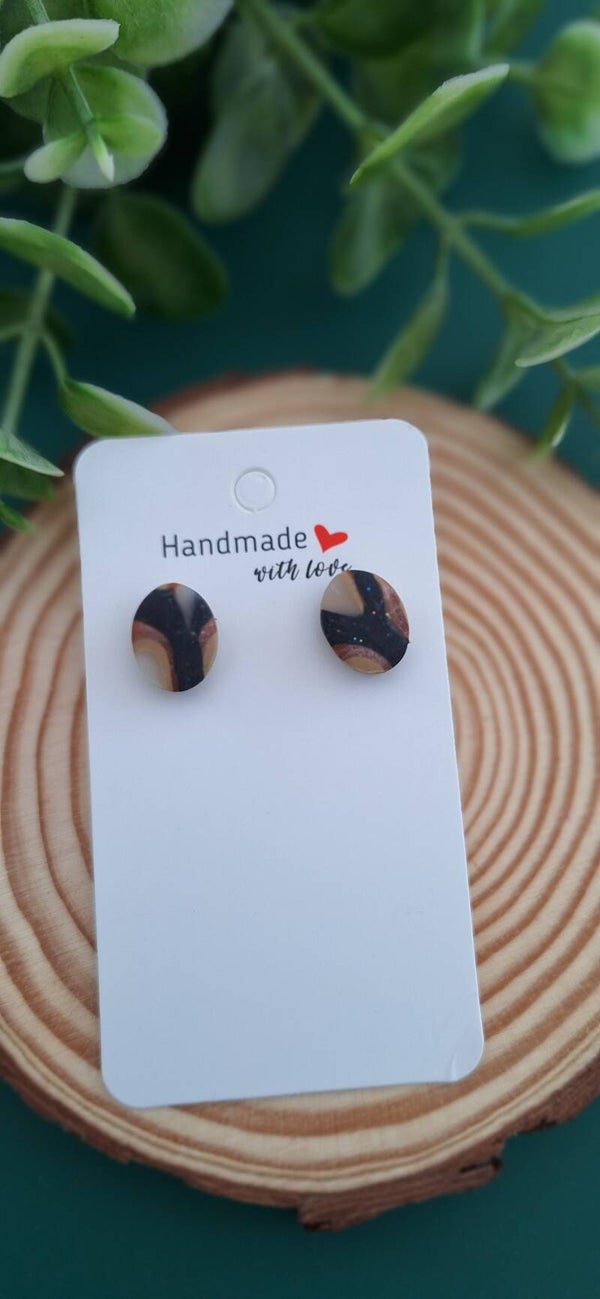 Handgemaakte oorbellen Lilly zwart/bruin