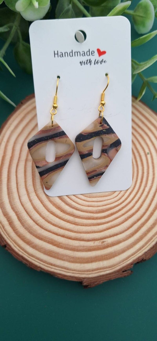 Handgemaakte oorbellen Lore zwart/grijs