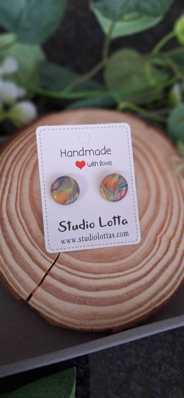 Handgemaakte oor steker: multicolor rond