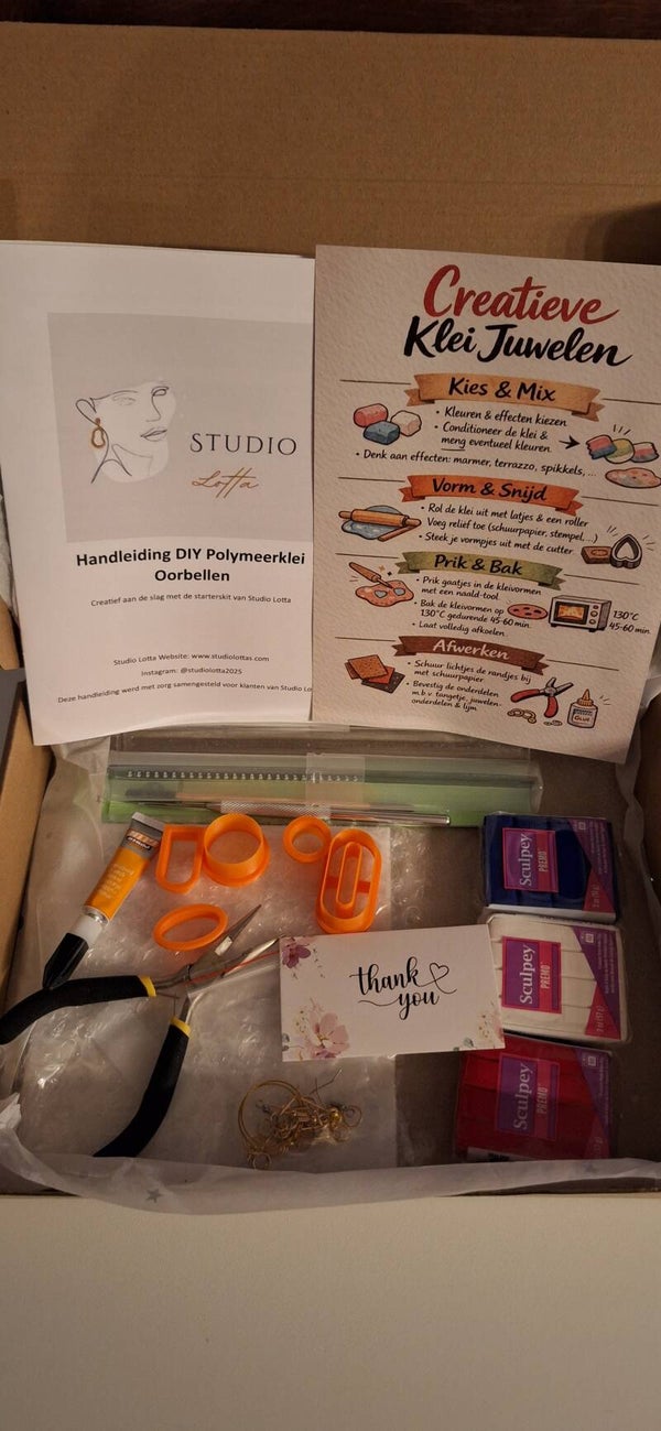 DIY pakket polymeerklei oorbellen maken
