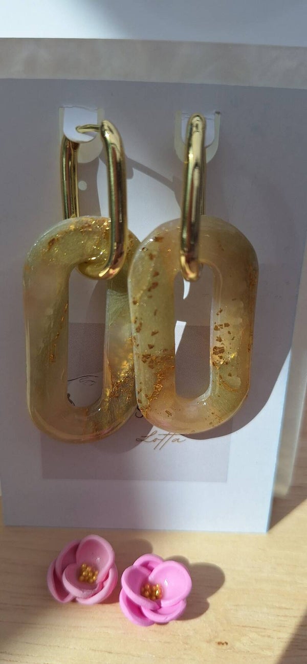 Handgemaakte oorbellen uit polymeerklei: Stone effect Ovaal