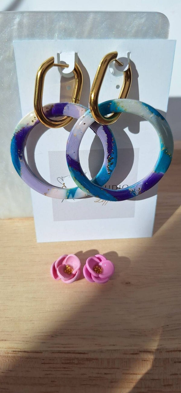 Handgemaakte oorbellen uit polymeerklei: Grote ronde