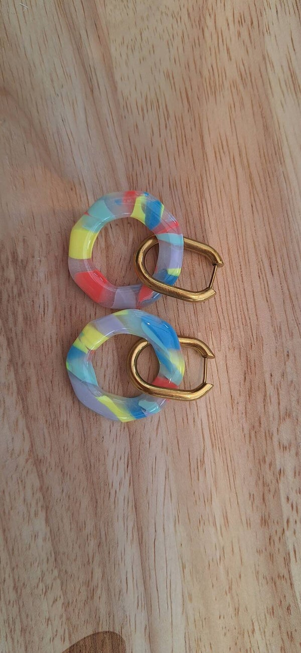 Handgemaakte oorbellen uit polymeerklei: Multicolor