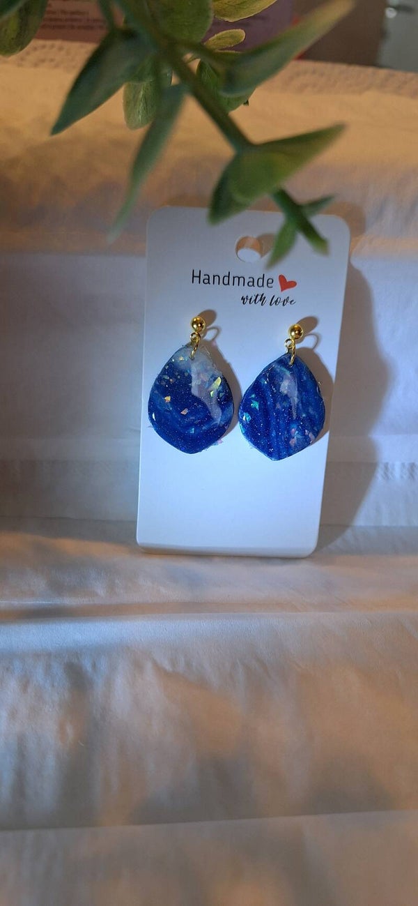 Ovale blauwe oorringen