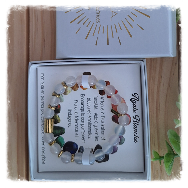 Armband voor haar : beschermende stenen: Agate blanche