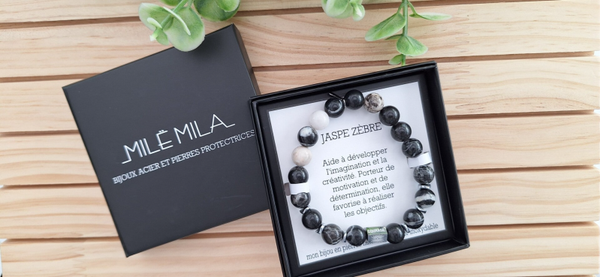 Armband voor hem : beschermende stenen: Jaspe Zebre