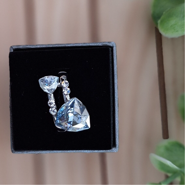 Ring met uniek reksysteem: voor iedereen gepast: zilverkleurig met licht blauwe steen