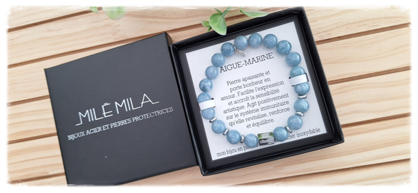 Armband voor hem : beschermende stenen: Aigue marine
