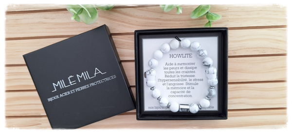 Armband voor hem : beschermende stenen: Howlite