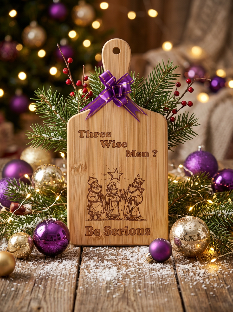 Three Wise Men? Be Serious — Bamboo Cutting Board Plaque