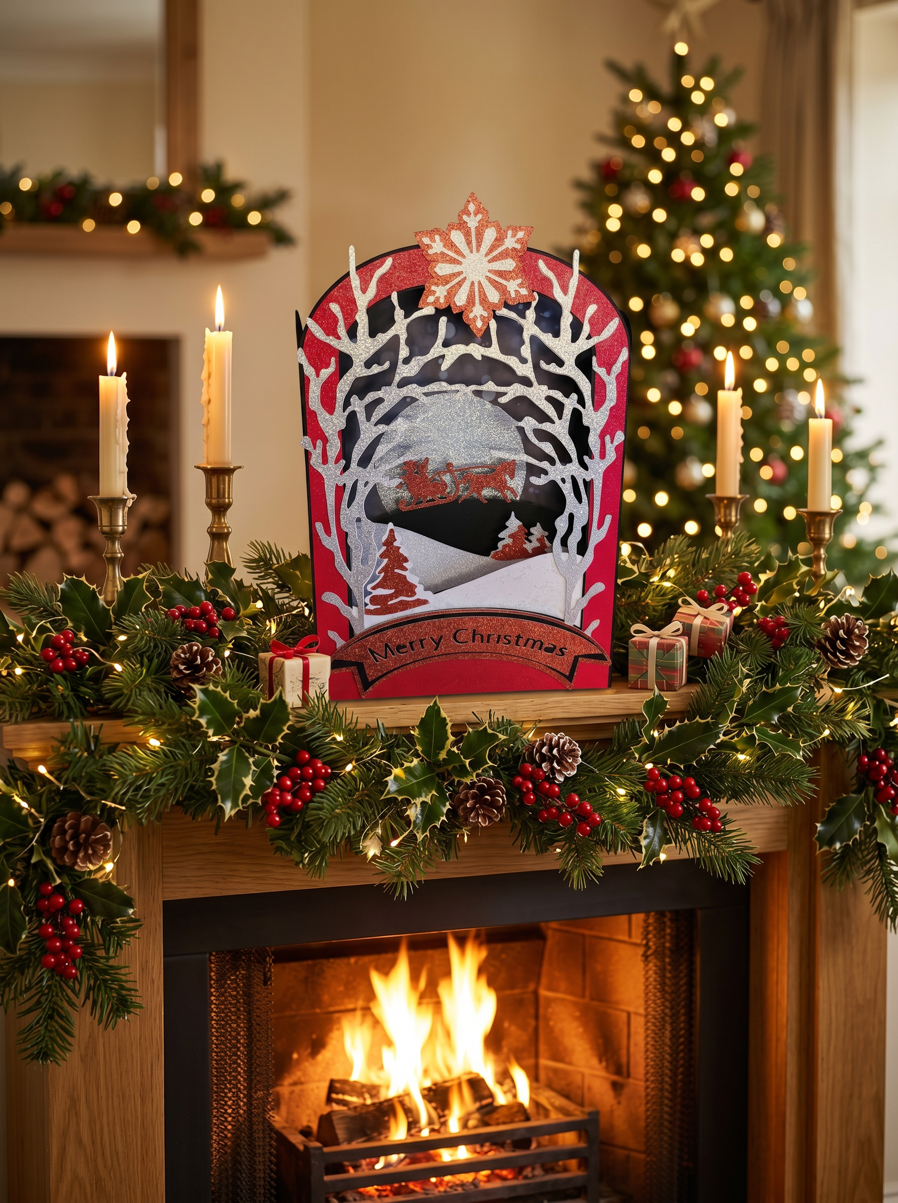 Santa's Sleigh 3D Box Card