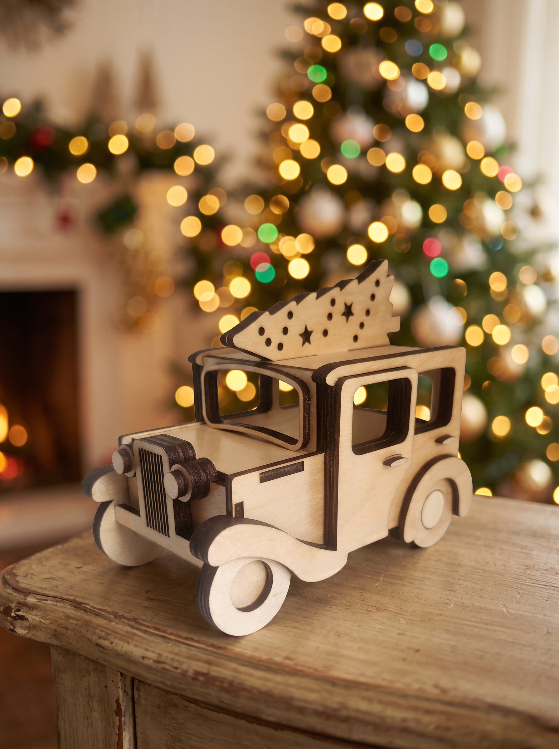 Vintage Wooden Christmas Car