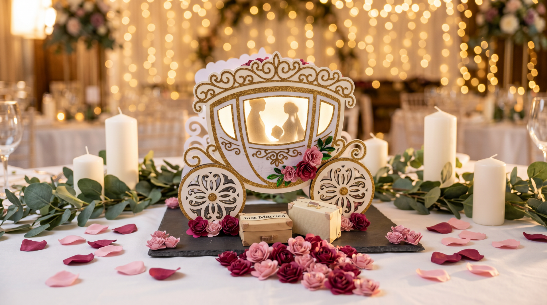 The Cinderella Wedding Carriage Table Centrepiece.