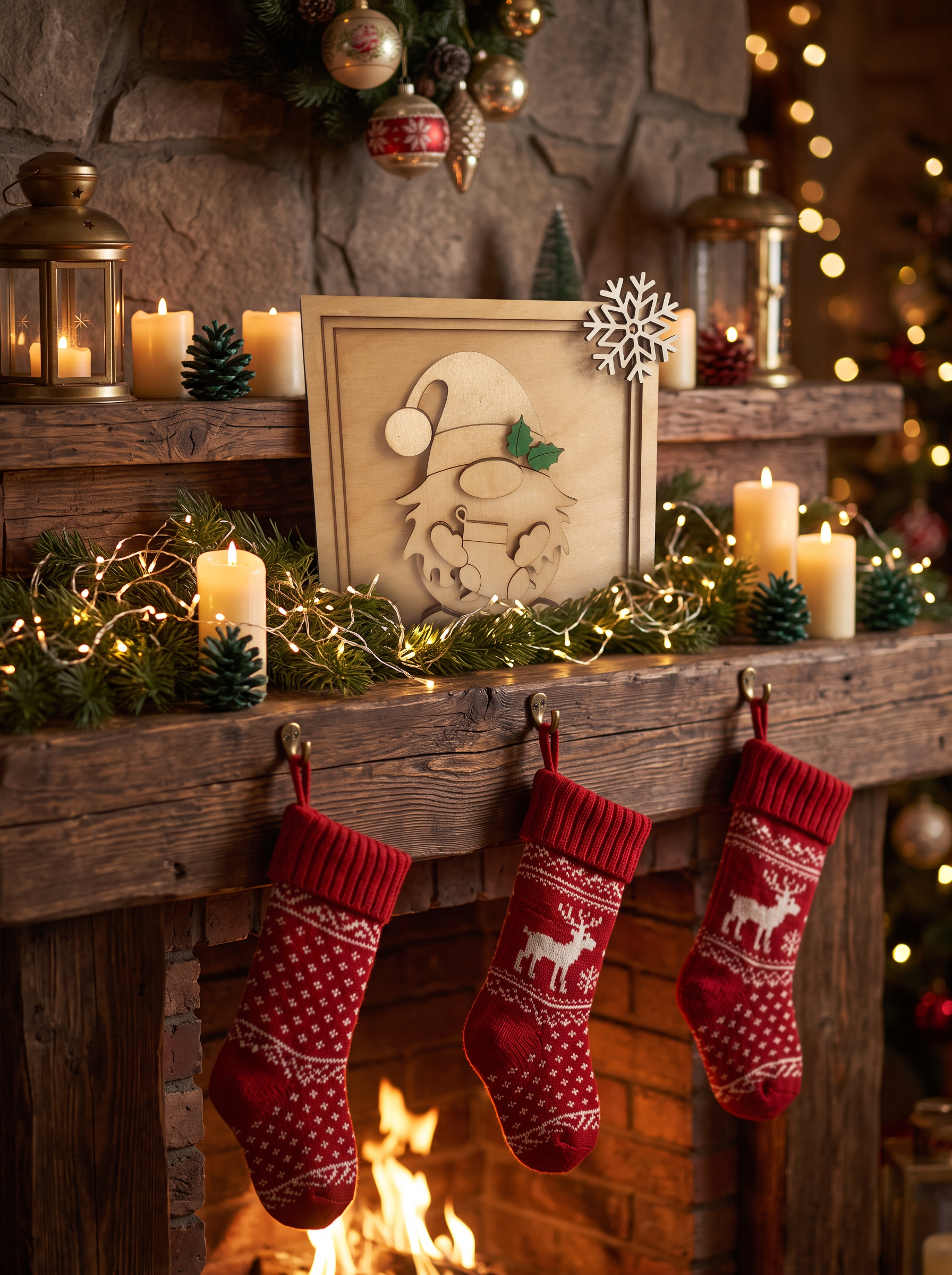 Festive Gnome Wooden Plaque