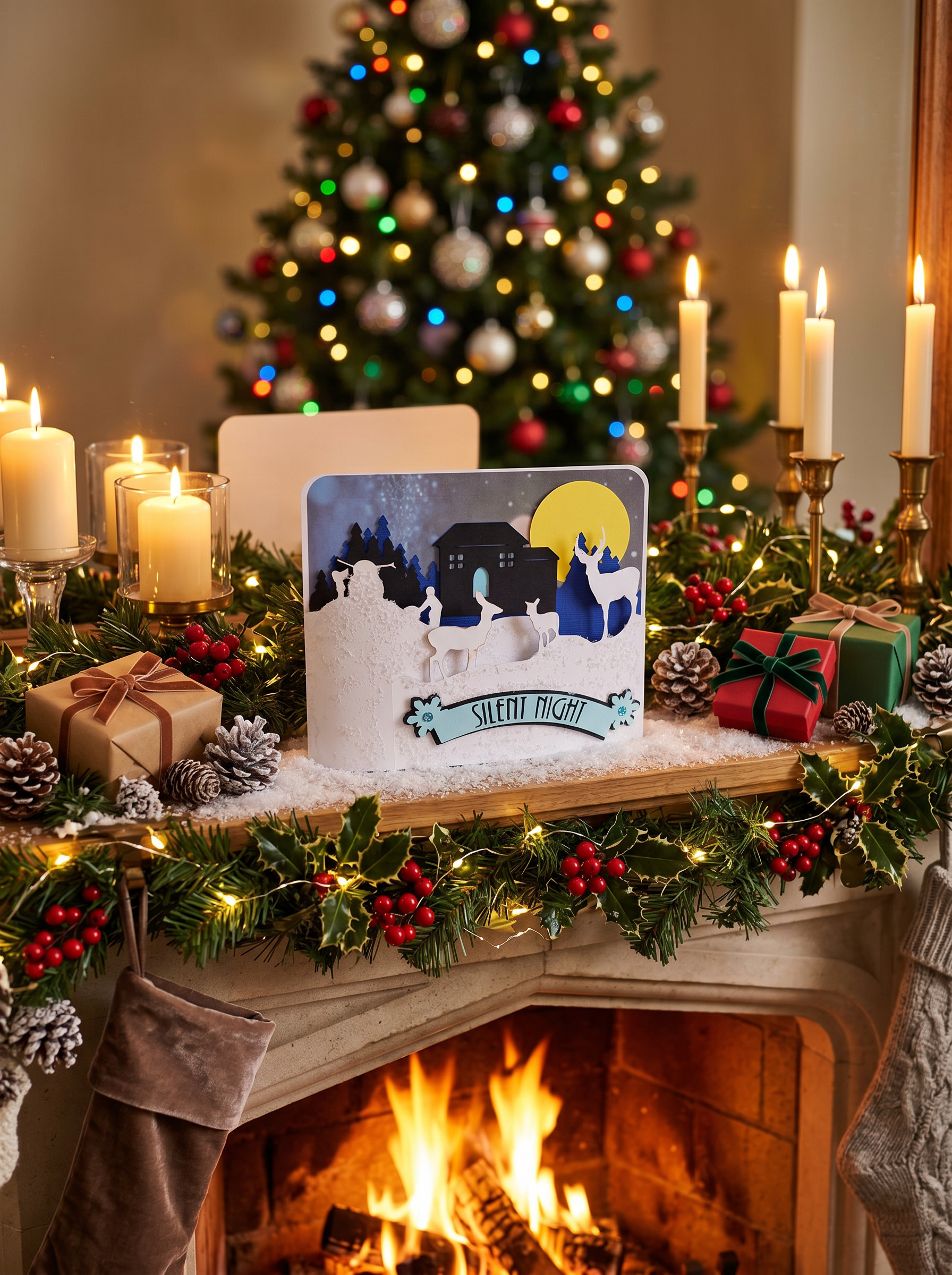 Silent Night 3D Layered Christmas Card