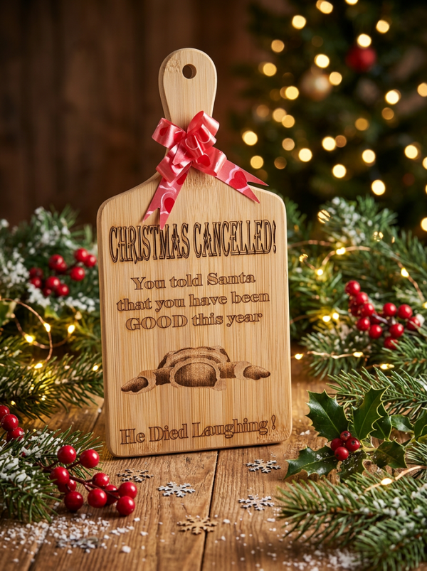 Christmas Cancelled — Bamboo Cutting Board Plaque
