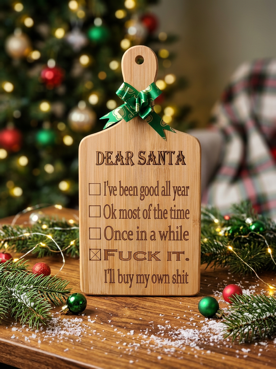 Dear Santa Checklist — Bamboo Cutting Board Plaque