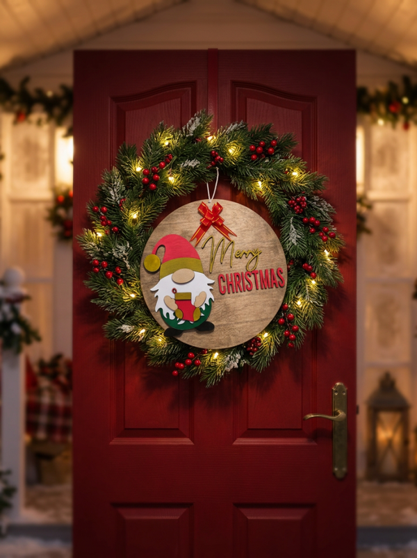 Merry Christmas Gnome Door Plaque