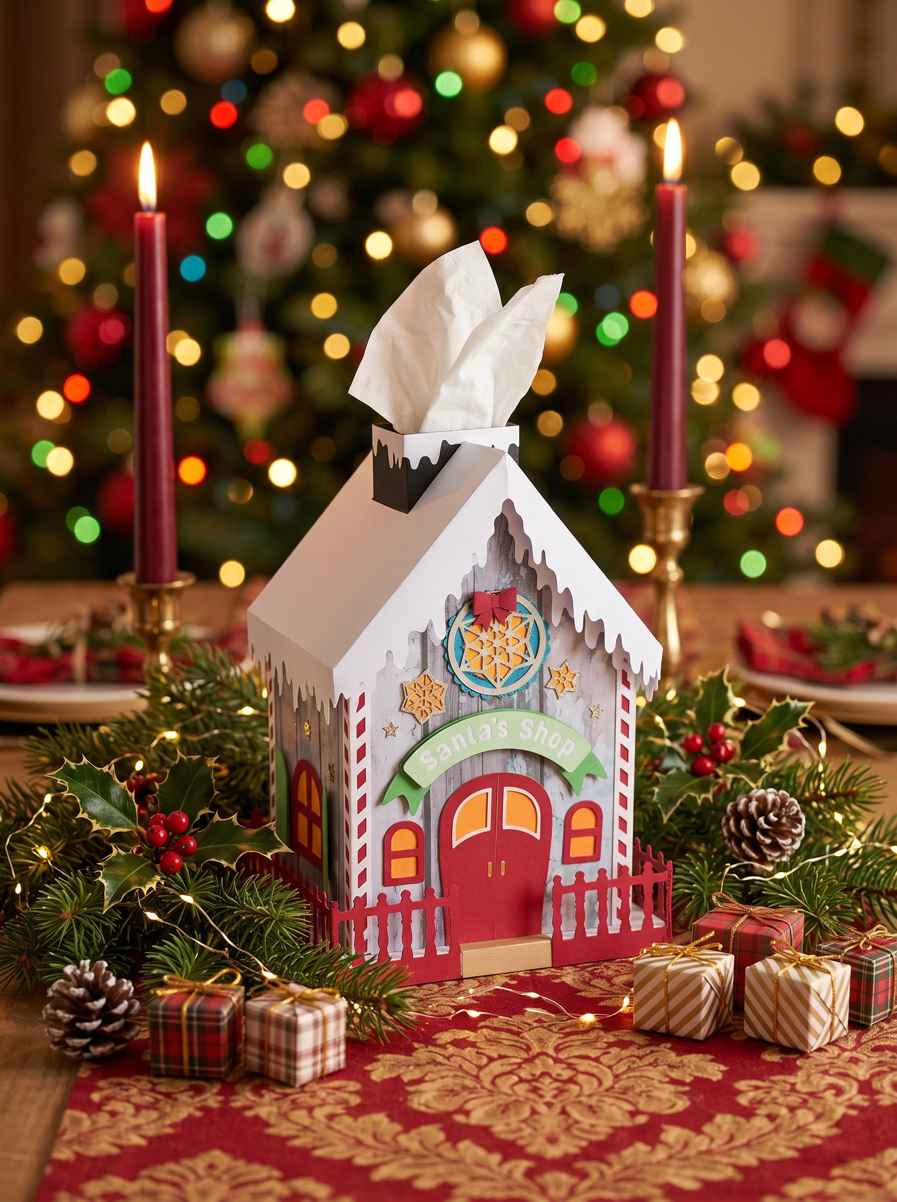Santa's Shop Novelty Tissue Box Cover