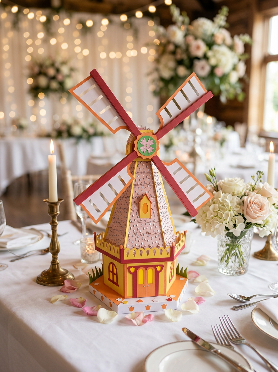 Windmill Wedding Table Centrepiece