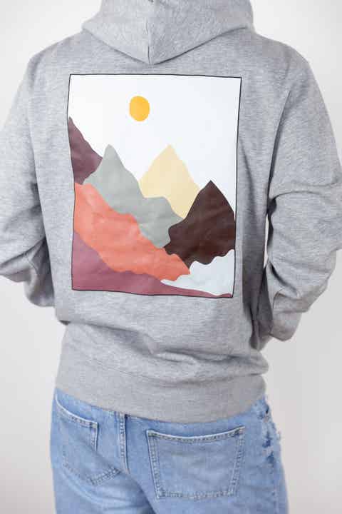 Hoodie „Gebirge“ – grau, unisex