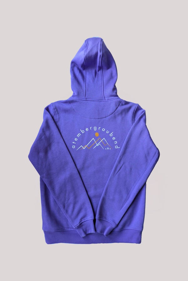 Hoodie "Bergmoment" Einzelstück Lila Gr. M