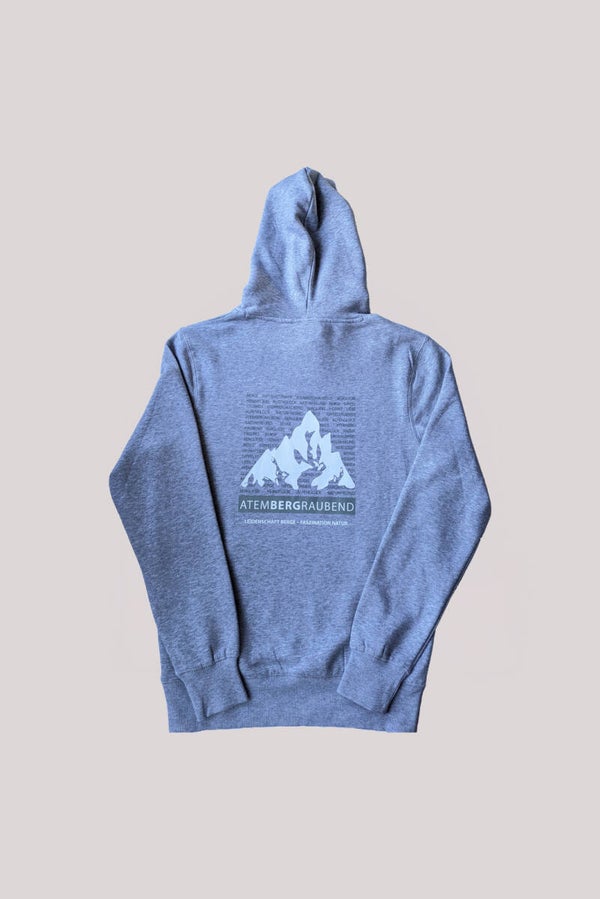 Hoodie "Berggefühl" Einzelstück grau Gr.M