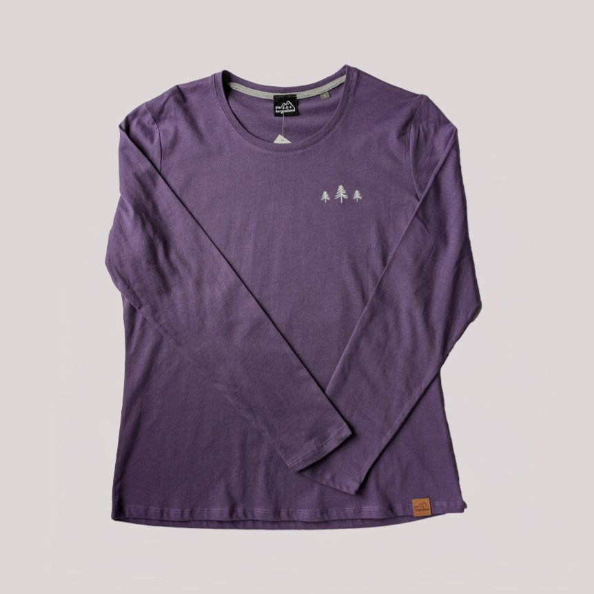 Einzelstück Longsleeve "Berggefühl" lila Damen Gr. L