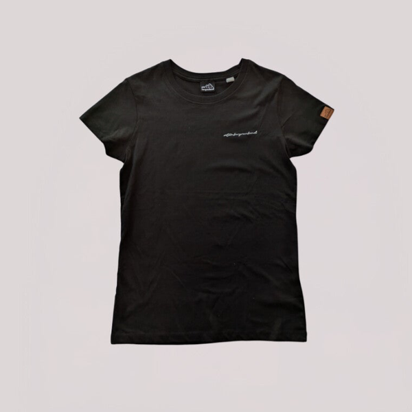 Damen T-Shirt "Abenteuer" schwarz Gr.S Backprint