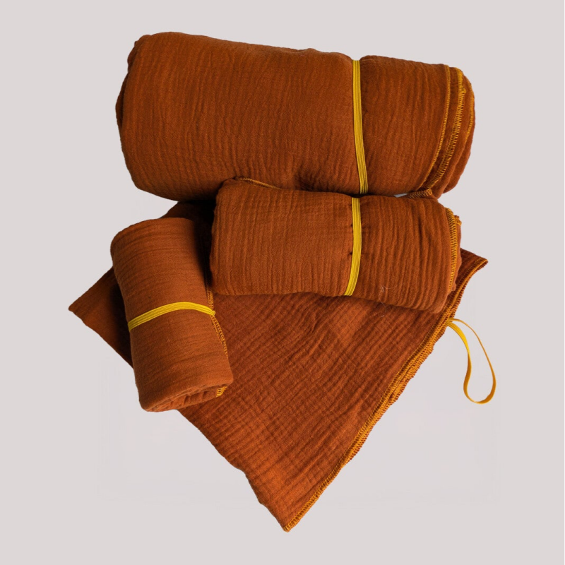 Bio-Musselin-Reisehandtuch „Tanni“ Kupfer