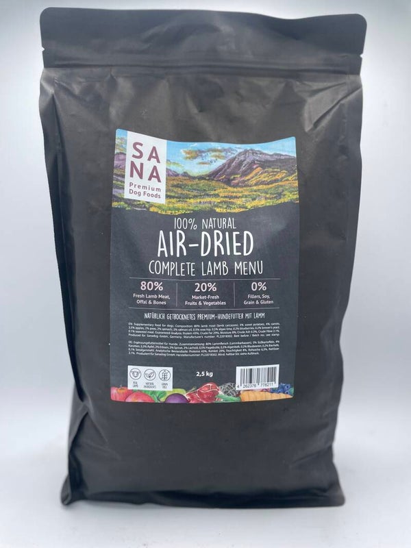Sanadog air dried complete lamb menu 2,5kg
