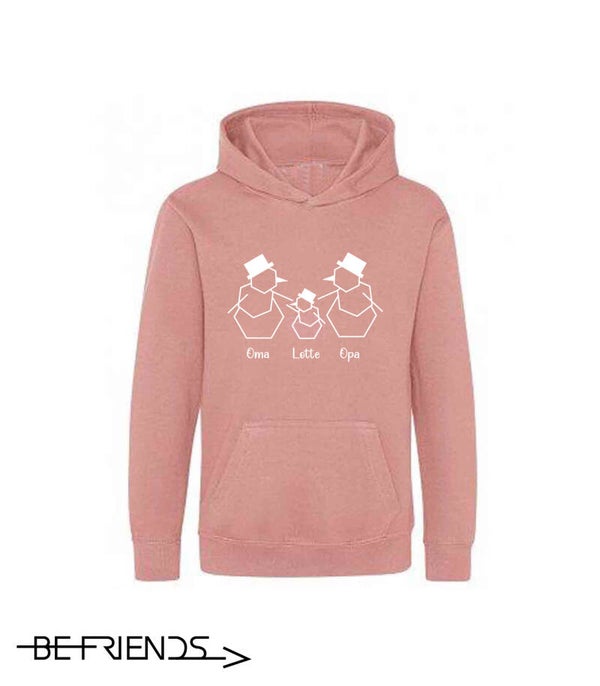 Hoodie Christmas Family 1 child / 2 snowmen & name