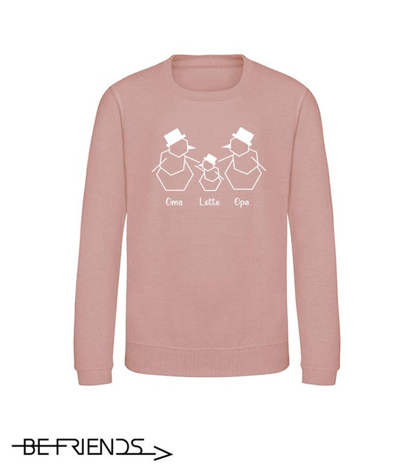 Sweater Christmas Family 1 child / 2 snowmen & name