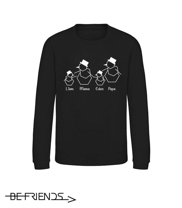 Sweater Christmas Family 2 children / 2 snowmen & name