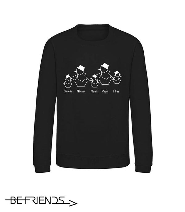 Sweater Christmas Family 3 children / 2 snowmen & name