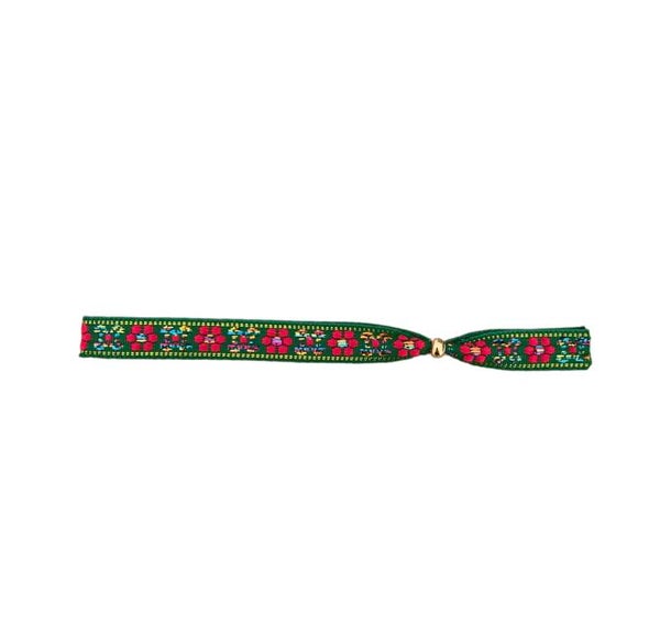 Lint armbandje ★ flower power  (groen)