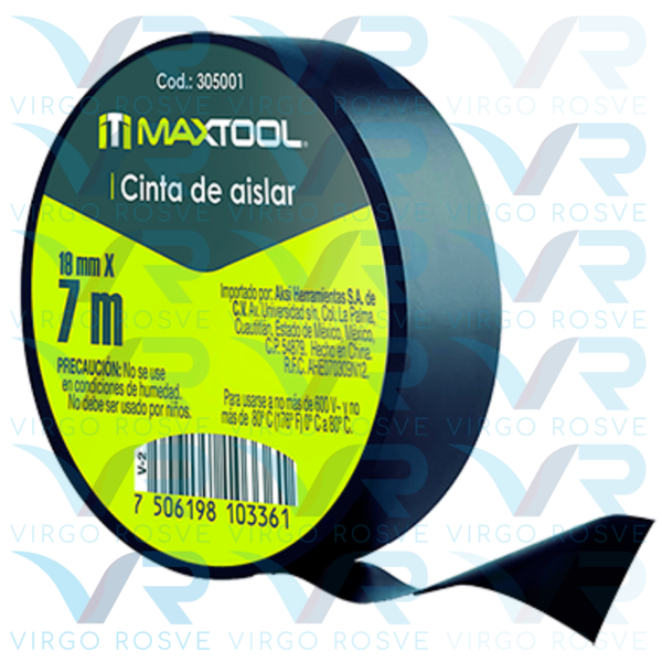 Cinta Aislar Chica 19mm x 7m MAXTOOL "305001" 12PZ