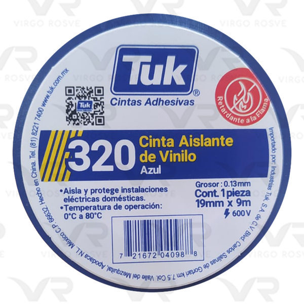 Cinta Aislar Eléctrica TUK 320 Color Azul 19mm x 9m