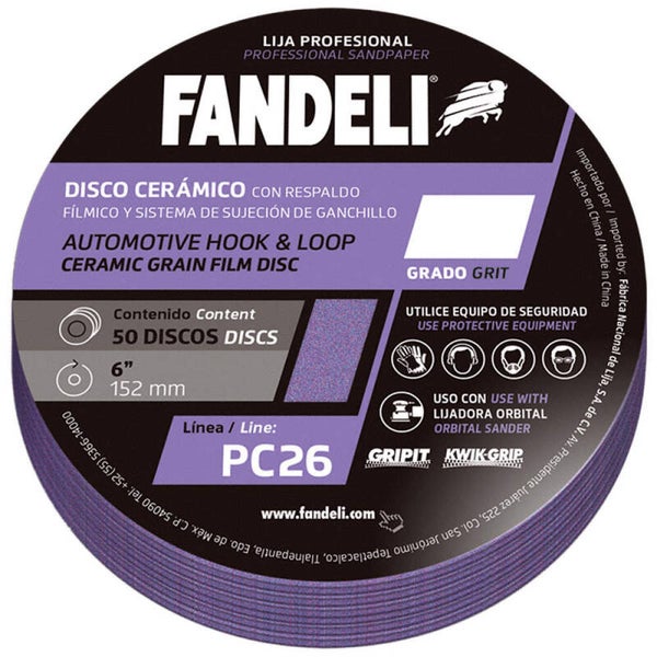 Disco Ceramico FANDELI Con Respaldo Filmico PC26 De 6" #2000 77039