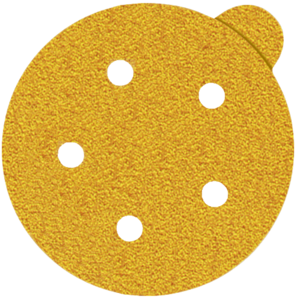 Disco Lija Velcro FANDELI Amarillo Perforado 5" #80 "06409" 5PZ