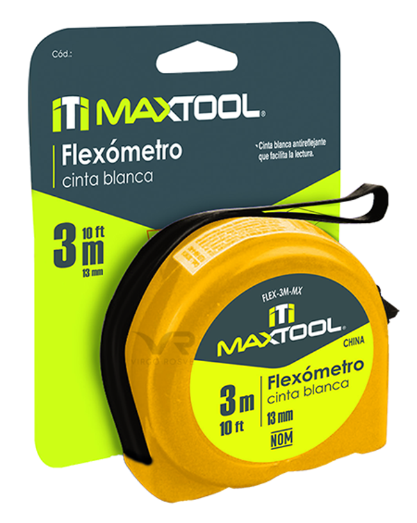 Flexómetro Cinta Blanca 3m En Blister MAXTOOL "301620"