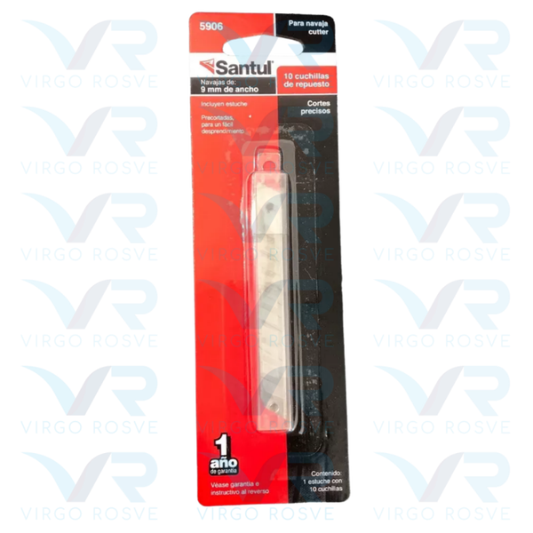 Navaja para Cutter 9mm Cuchillas 10 piezas SANTUL "5906"