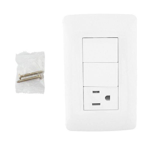 Placa Toscana Contacto y 2 Apagadores  SANELEC "4524"