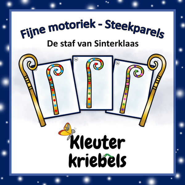 A: Fijne-motoriek: steekparels de staf van Sinterklaas