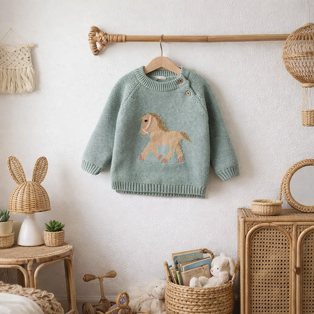 Paardentrui met fleecevoering | Blauw Groen | Little Dfly