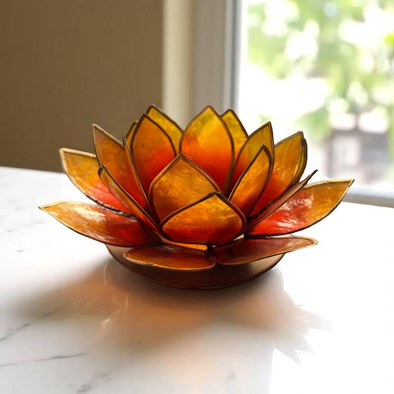 Lotus sfeerlicht | Oranje Geel goudenrand  | Little Dfly