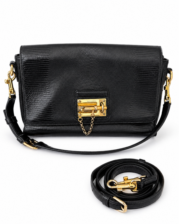 Dolce & Gabbana Sicily Shoulder Bag in Pelle Stampa Lucertola