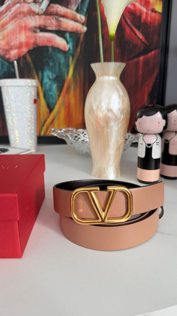 Valentino Garavani VLogo Signature – Cintura Reversibile Cipria-Nera